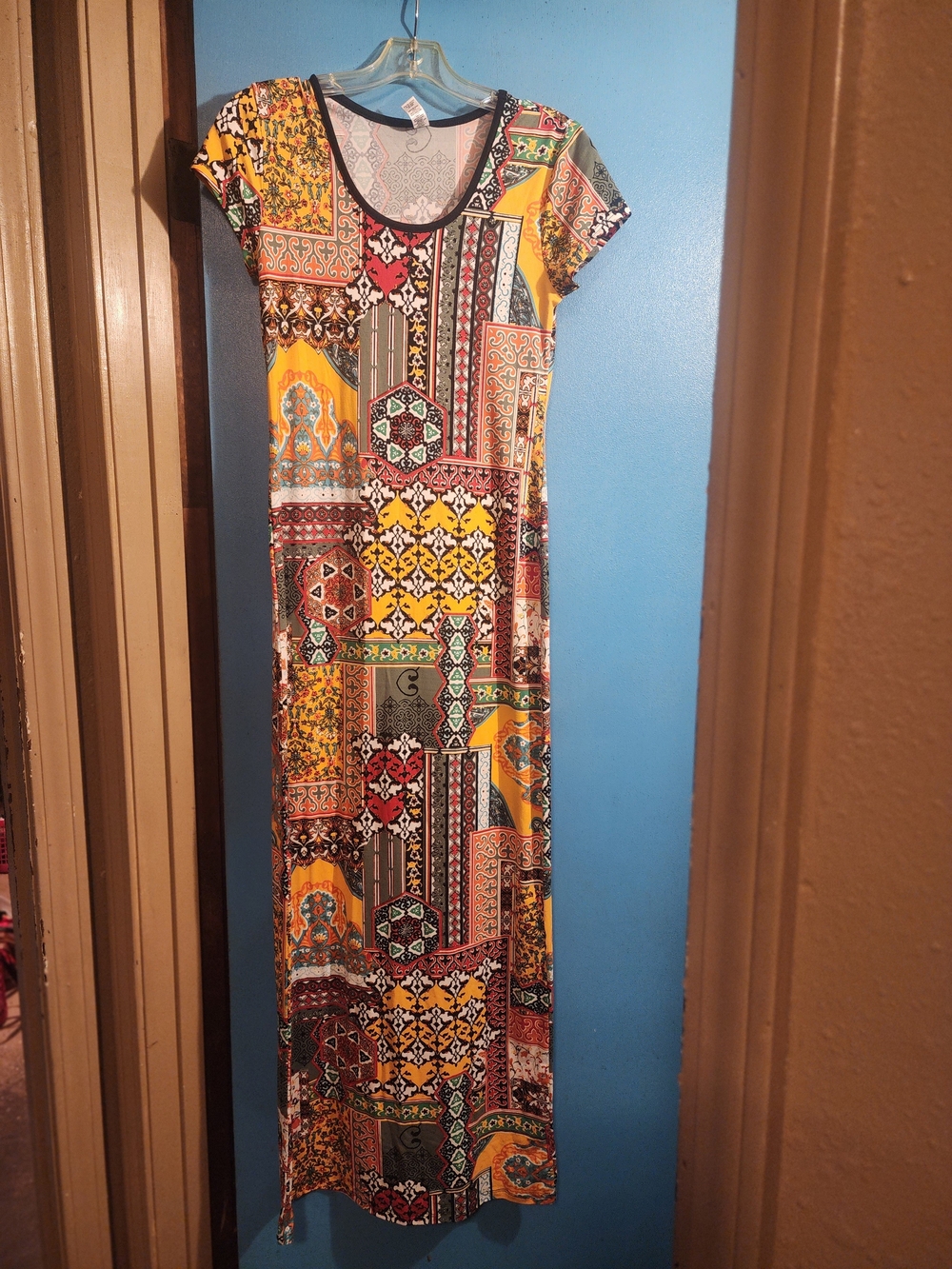 Bohemian Patchwork Maxi Dress - Yellow Multi